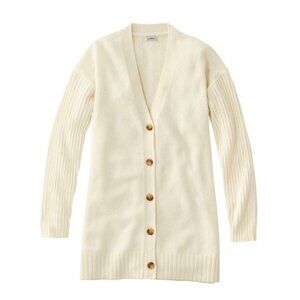 LL Bean Women's The Essential Cream Cocoon Cardigan Sweater Size Medium V